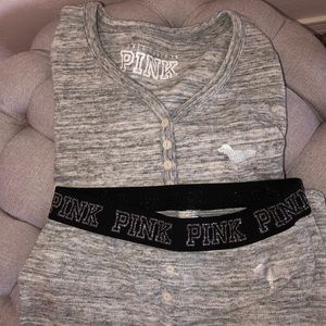 PINK Grey Pajama Set